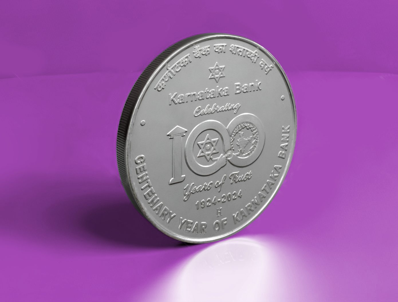Karnataka Bank - Celebrating 100 Years of Trust | Rs. 100 Proof Coin | MDF Box - Image 2