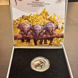 ENDANGERED ANIMALS OF INDIA - THE ASIAN ELEPHANT (COLOR SOUVENIR COIN)