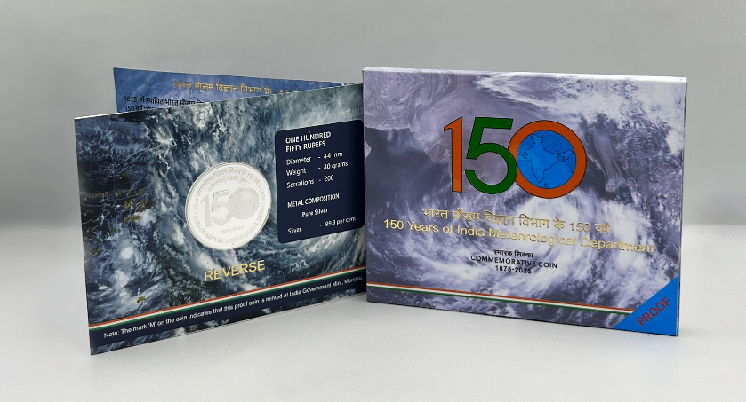 150 Years of India Meteorological Department (Denomination of 150) Proof -Folder Packing -FGCO001766 - Image 5